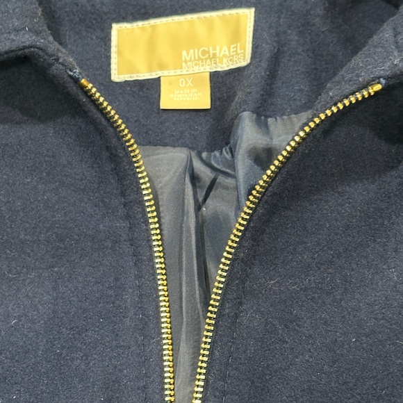 MICHAEL KORS WOMENS FULL ZIP OVERCOAT SIZE 0X NAVY BLUE WOOL - Picture 5 of 6